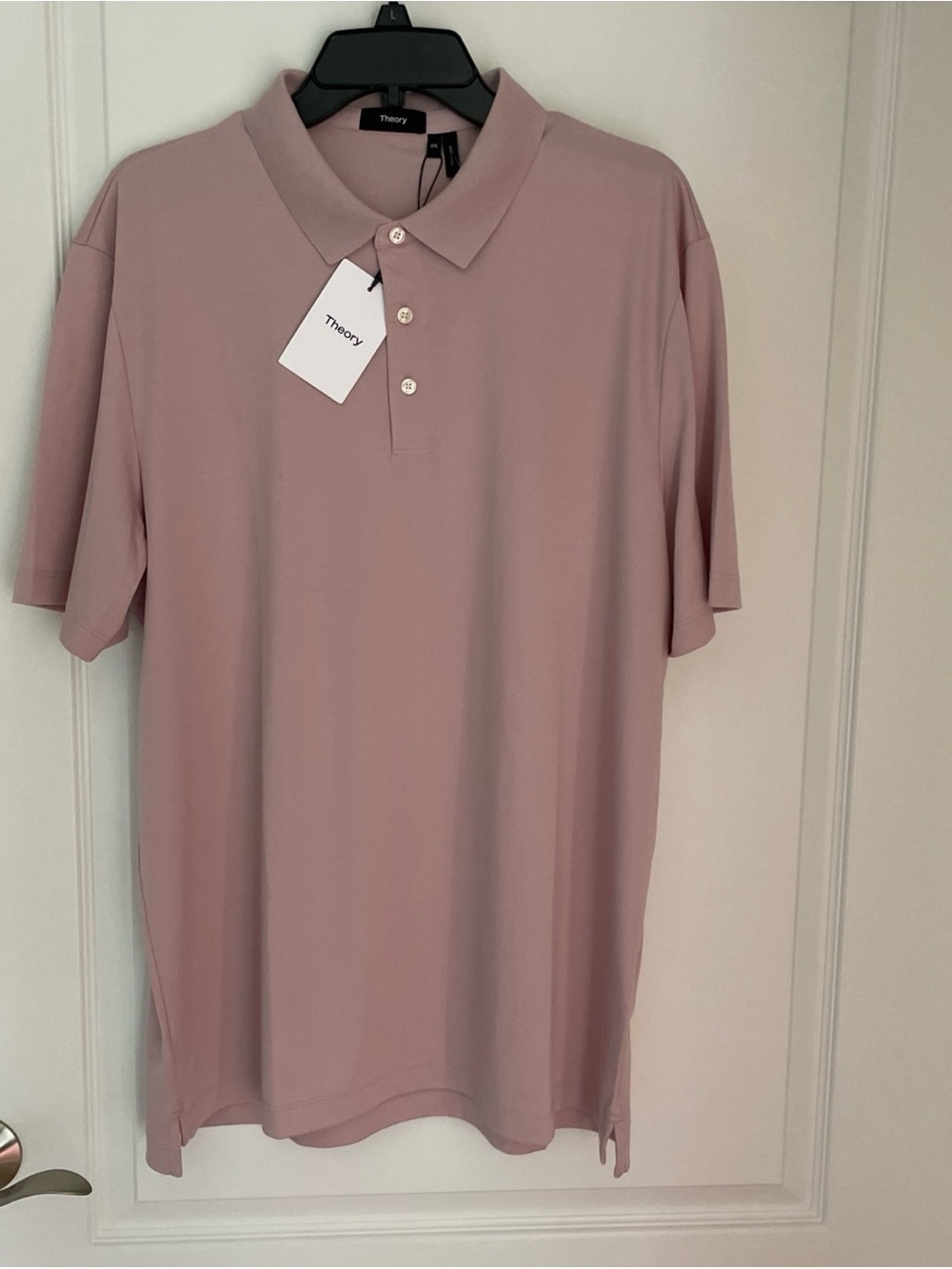 Theory Polo Shirt Mens XXL Pale Pink Knit Stretch Short Sleeve Pullover 2XL NWT